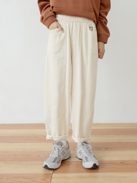 貓頭斜紋棉長褲