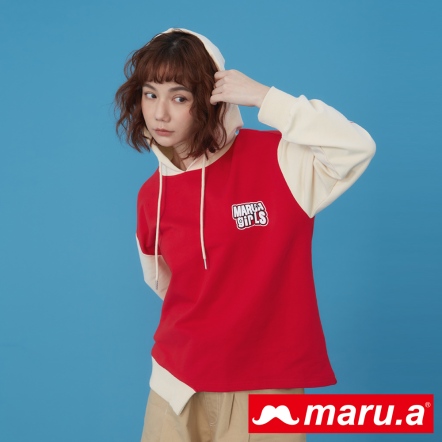 【maru.a】鮮艷果汁🍹活潑印花造型連帽上衣(2色)-紅色 23331212