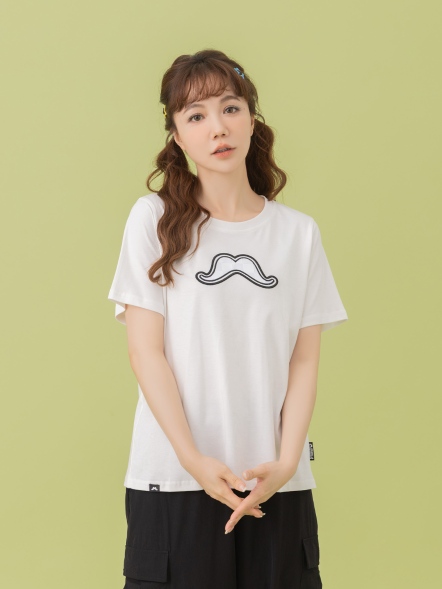 【maru.a】鬍子控必收👀胸前鬍子刺繡上衣💗(2色)-白色25321243