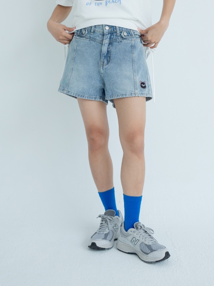 丹寧編辮造型鬆緊短褲