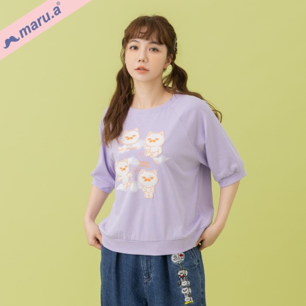 【maru.a】🎇夏日祭典🎇煙火miru拼接貼布繡上衣(2色)-淺紫25311236