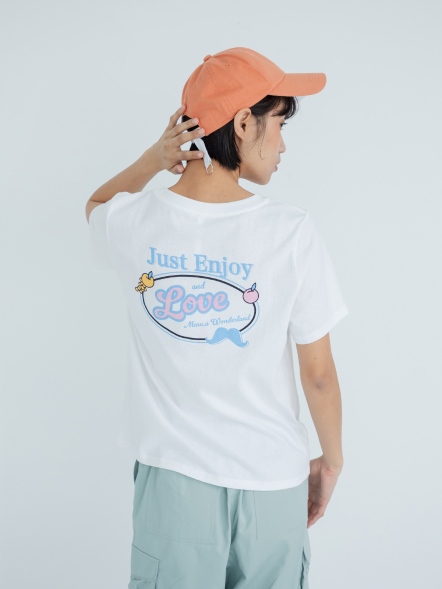 果色字母雙面印花上衣