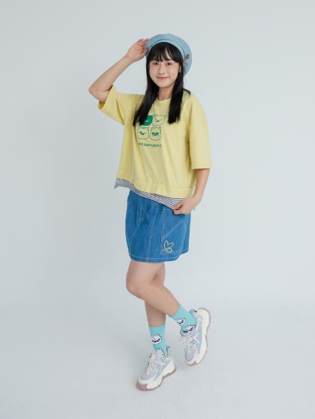 愉悅敘事拼接膠印上衣