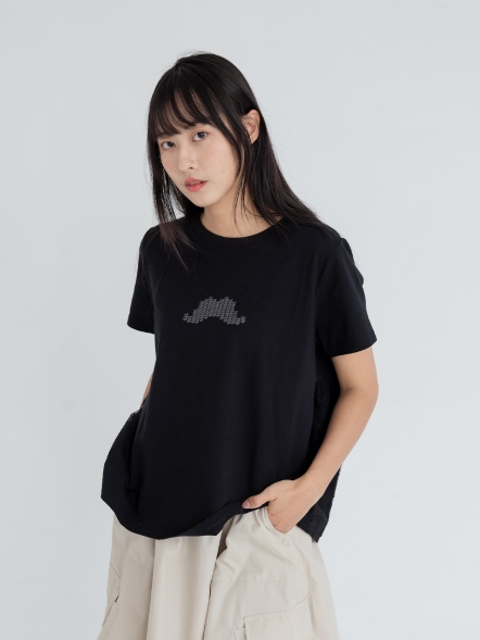 蕾絲鬍子拼接上衣