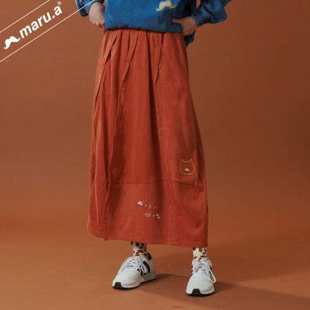 【maru.a】特殊打摺拼接半邊網紗設計感圓長裙🩰(2色)-咖啡 22936213