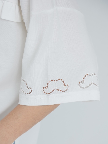 設計感斜裁荷葉鬍子鏤空雙面穿上衣