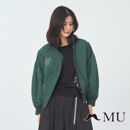 【MU】胸前刺繡大蓬袖夾克外套(2色)9922261