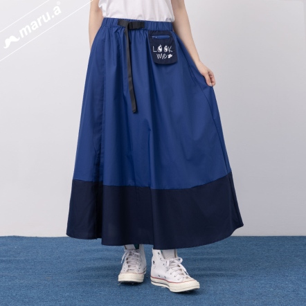 【maru.a】🎀層次撞色拼接工裝小口袋造型長裙(2色)-深藍 24926214