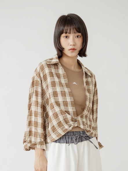 兩穿鬍子格紋襯衫